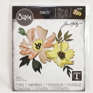 Sizzix Tim Holtz Pinselstrich Blumen #1 665209 Thinlits Stanzformen 7er Set Streichholz Neu - Bild 1 von 4