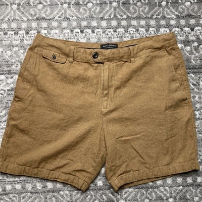 Banana Republic Linen Blend Shorts Men's 35 Tan 7" Inseam Pockets Chino - Image 1 of 4
