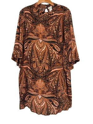 Richard Allan X H & M платье размер 14 женщин пейсли 3/4 рукав вискозы богемное новый - Изображение 1 из 4