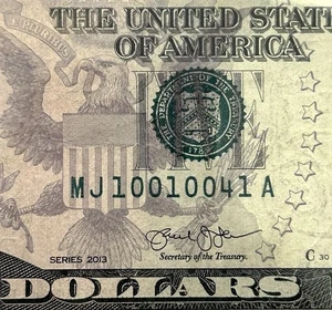 10010041 - Fancy Low Serial - 2013 $5 Bill Federal Reserve Note - Picture 1 of 3