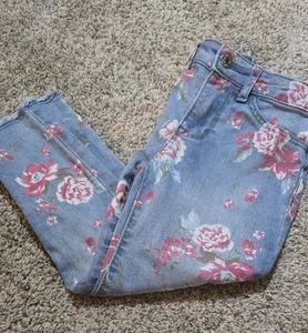 Gap Girls Size 6 Stretch Ankle Jegging Girls Med/Light Wash With Flowers  - Picture 1 of 13