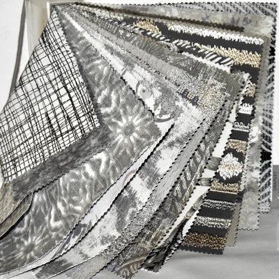 FABRIC SAMPLE BOOK Gray SHADOW SLATE Silver 46pcs LOT Wovens Velvets Embroidered - Image 1 of 4