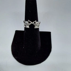 Damen Bohemian Glam Retro Doppel Elefant Zink Bandring Größe 7 - Bild 1 von 3