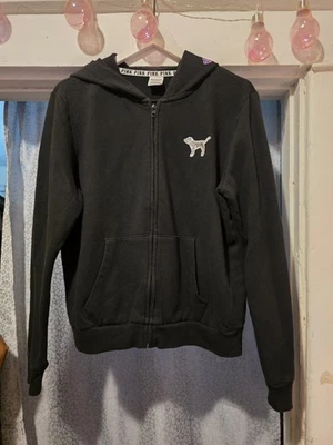 🌸RARE🌸 Victorias Secret PINK Dog Floral Sequin Zip Up Hoodie Size Large - Image 1 of 4