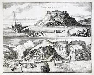 Mapa Grabado De Novigrad Kotor Croacia Hrvatska Blaeu Mortier 1724 - Picture 1 of 1