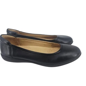 Naturalizer Black Leather Flexi Flat Shoe Ballet Slipper Women's 7.5 M Minimal - Picture 1 of 8