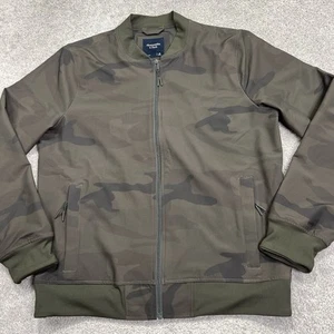 Abercrombie & Fitch Jacket Mens Medium Camo Stretch Bomber Full Zip Brown Green - Picture 1 of 15