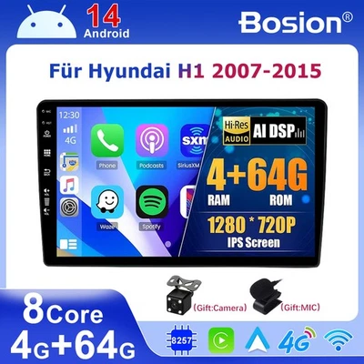 Android 14 Autoradio GPS Navi Für Hyundai H1 2007-2015 Carplay DAB+ Kamera WIFI - Bild 1 von 4