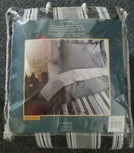 TWIN XL Bed Set Gray Stripe Comforter Sheet Sham Student Lounge NEW Kohls $89.99