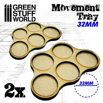 GREEN STUFF WORLD Bandejas de Movimiento DM 5 x 32mm - Modelismo Miniaturas GSW