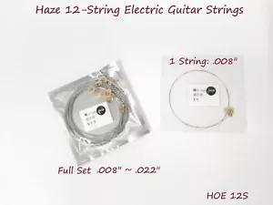 Haze HOE-12S 12-String Electric Guitar Strings,Nickel Super-Light. .008"~.022" - Picture 1 of 17