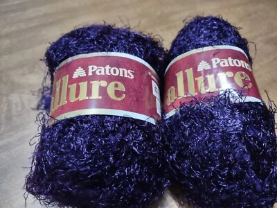 Patons Allure громоздкие ресницы аметист глубокий темно-фиолетовый лот из 2 мотков. Шарф - Изображение 1 из 3