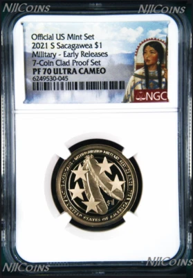 2021 S Proof Native American U.S. Military since 1775 NGC PF70 $1 coin ER - Image 1 of 2