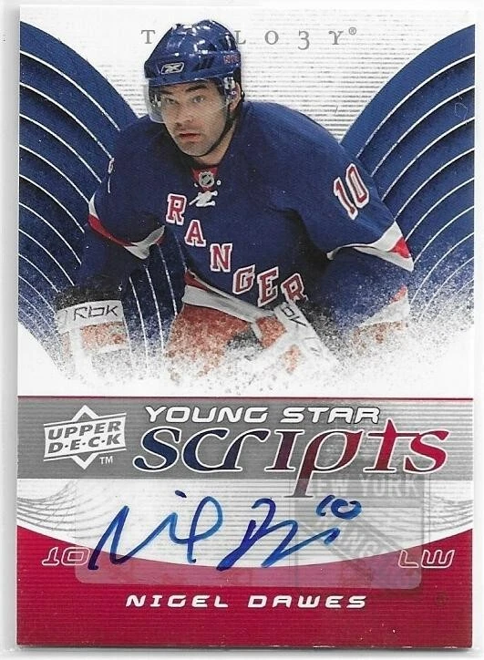 NIGEL DAWES CERTIFIED Auto 2008-09 UD Trilogy card #YS-ND New York Rangers - Image 1 of 1