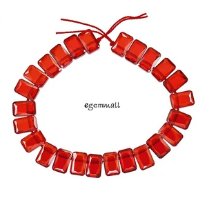 25 Zirkonia Rechteck Kissen seitlich gebohrt 6x9 mm orange rot #96150 - Bild 1 von 1