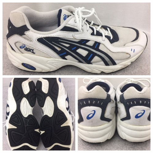 Scarpe da ginnastica uomo Asics taglia 11 US EUR 45 TK4OG bianco blu bordo F150605