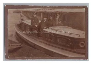 Patroullienboot ? Uniform Zoll ? Polizisten ? - Altes Foto 1910er 1920er - Picture 1 of 2
