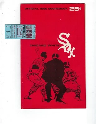 1968 6/20 baseball program Cleveland Indians Chicago White Sox w/ ticket John W - Image 1 of 2