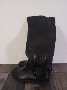 Womens Merona Black Faux Leather Zip Up Riding Boots Size 8.5  - Picture 1 of 6