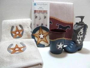 Juego de cortina de ducha Western Bath Cowboy RODEO 8 piezas con ganchos y accesorios - Imagen 1 de 18