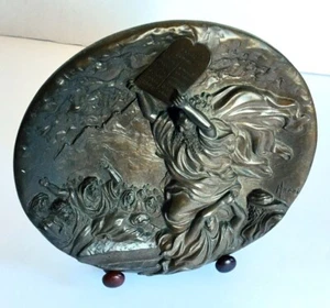 Vintage RhodesStudio: MOSES & 10 COMMANDMENTS (fromBible) HandCast Bronze Plate - Picture 1 of 8