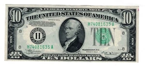 ** 1934 B $10 DOLLARS FEDERAL RESERVE NOTE ST LOUIS FR-2007-H GEM ** - Picture 1 of 2