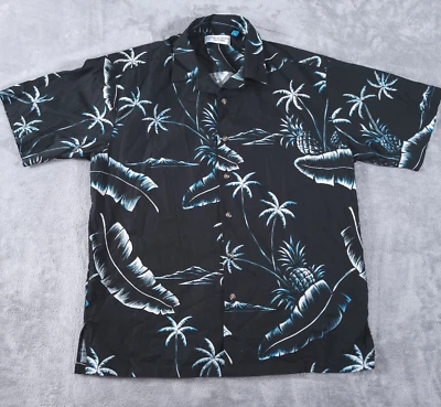 Tori Richard униформа гавайская рубашка мужская средний черный Алоха цветочный тропический лагерь - Изображение 1 из 4