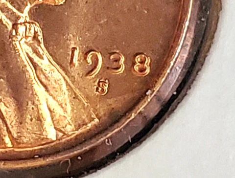 1938-S/S Lincoln Cent RPM 1 FS-501 Bold EDS Early Die State Uncirculated Red Cover