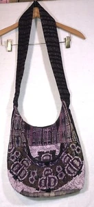 Purse Boho Hippie Shoulder Crossbody Sling Bag Purple Zip - Picture 1 of 9