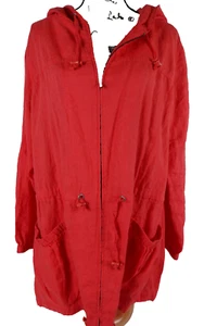 Eileen Fisher Womens Full Zip Lightweight Windbreaker Jacket XL Hooded Linen - Picture 1 of 24