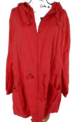 Eileen Fisher Womens Full Zip Lightweight Windbreaker Jacket  XL Hooded Linen - Image 1 of 4
