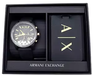 AX Armani Exchange Chronograph Man's Silicone Black Strap Wrist Watch - Picture 1 of 4