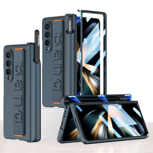 For Samsung Galaxy Z Fold 5 4 Full Case With S Pen Holder Wrist Strap Hard Cover