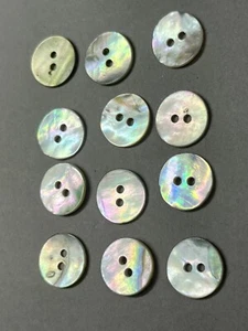 12 Lot Vintage Abalone Shell 2 Hole Flat Shirt Buttons 13mm - Picture 1 of 7