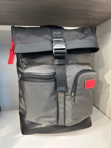 NEW Tumi Cypress Roll Top 19.0” Ballistic Nylon Backpack - DARK GRAY with RED - Picture 1 of 5