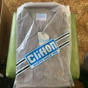 NOS Vintage USA Clifton 16 32 Perm Press Poly cotton Gray Uniform work shirt - Picture 1 of 8