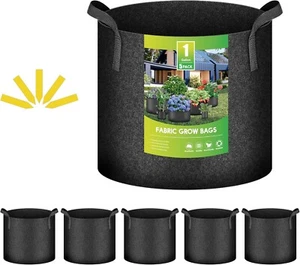 5 Pack - Grow Bags Heavy Duty Thickened Nonwoven with Double Reinforced Handles - Picture 1 of 6