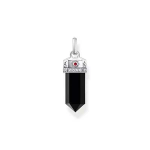 THOMAS SABO Silver Pendant with Onyx in Hexagon-Shape and Stones - Picture 1 of 3