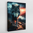 Leinwandbild Poster Acryl Glas Pop-Art Natur Kunst Wolf Gemälde Sonnenuntergang