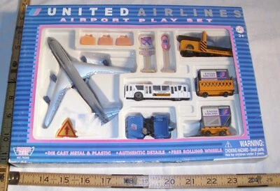 MOTOR MAX UNITED AIRLINES AIRPORT PLAYSET BOEING 747 NEW IN BOX - Image 1 of 2