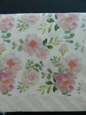 C.R. Gibson 40 ct 3 capas almuerzo cena papel servilletas acuarela rosa floral Foto 1 de 3