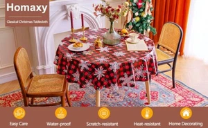Christmas Tablecloth, Red, Snowflake Plaid Pattern 140x180cm - Picture 1 of 4
