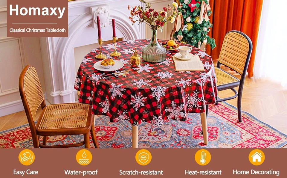 Christmas Tablecloth, Red, Snowflake Plaid Pattern 140x180cm - Image 1 of 4