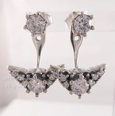 Favola Tiara Autentico Pandora Argento Orecchini a Lobo 296228CZ Nuovo W Tasca - Immagine 1 di 4