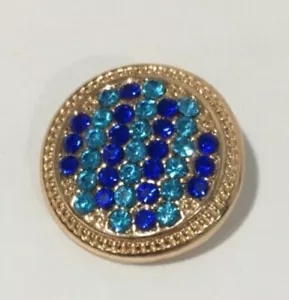 Rose Gold Snap Button Blue Rhinestones 18mm - Bild 1 von 4