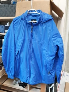 SCOTTeVEST TEC Apparel Blue Windbreaker Mens XL Jacket Hooded Full Zip Pockets - Picture 1 of 10