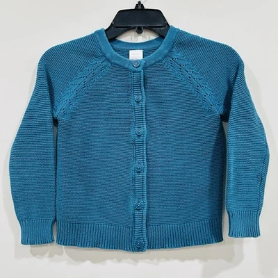 Suéter Hanna Andersson Azul Botón Tejido Cárdigan Niña Talla 6-7 Y Algodón Foto 1 de 4