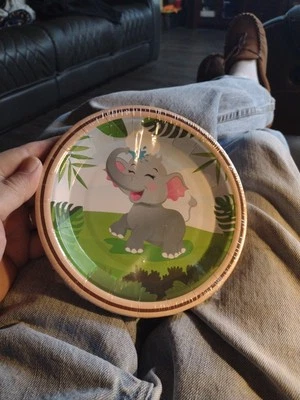 Vintage Dessert Plates 7in, 15ct. Playful Elephant.  - Image 1 of 4