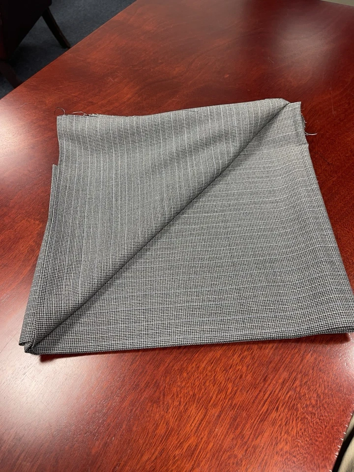 Tela de traje de mezcla de lana gris vintage 3 yardas sin existencias años 50 60 micro cuadros MCM Foto 1 de 4