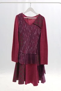 Joe Browns Y2K 90s Dress Layered Patchwork Knit Fairycore Hippie Purple Size 12 - Picture 1 of 7